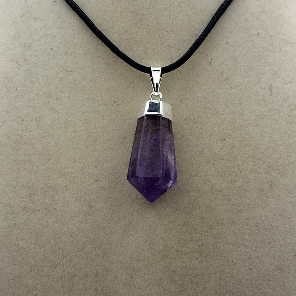 Amethyst Point Pendant on Rope - Picture 2 of 6